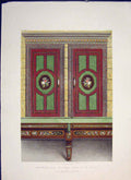Original Old Antique Print Enamelled Slate Table Wall Color Art 1862 Victorian