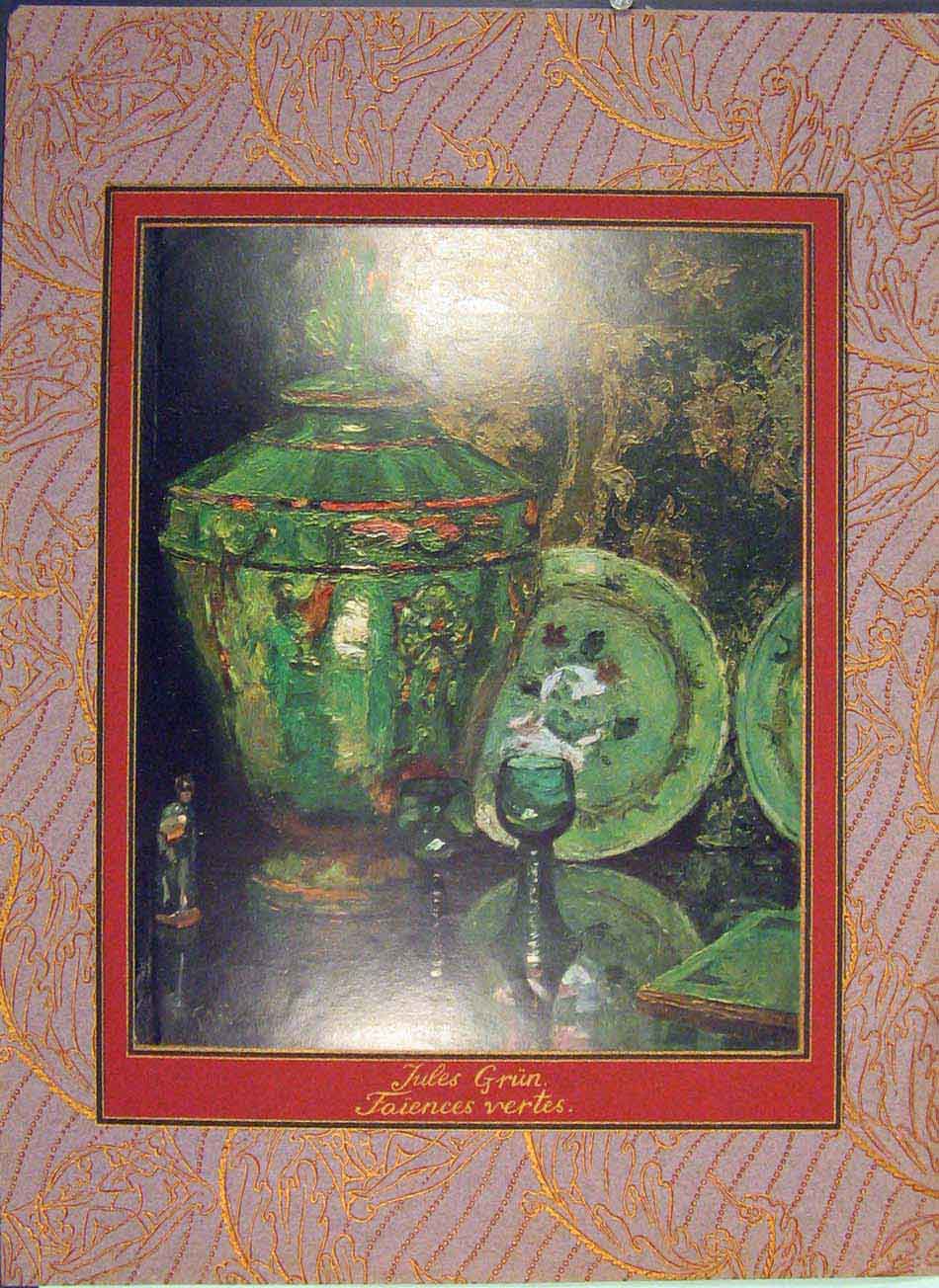 Original Old Vintage Print Grun Vase Vases Color Paint Painting Art 1925 20th