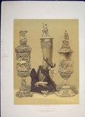 Original Old Antique Print Ivory Carving Carvings Color C1862 Art 19th