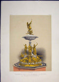 Original Old Antique Print Presentation Piece Burgomaster Brussels Color