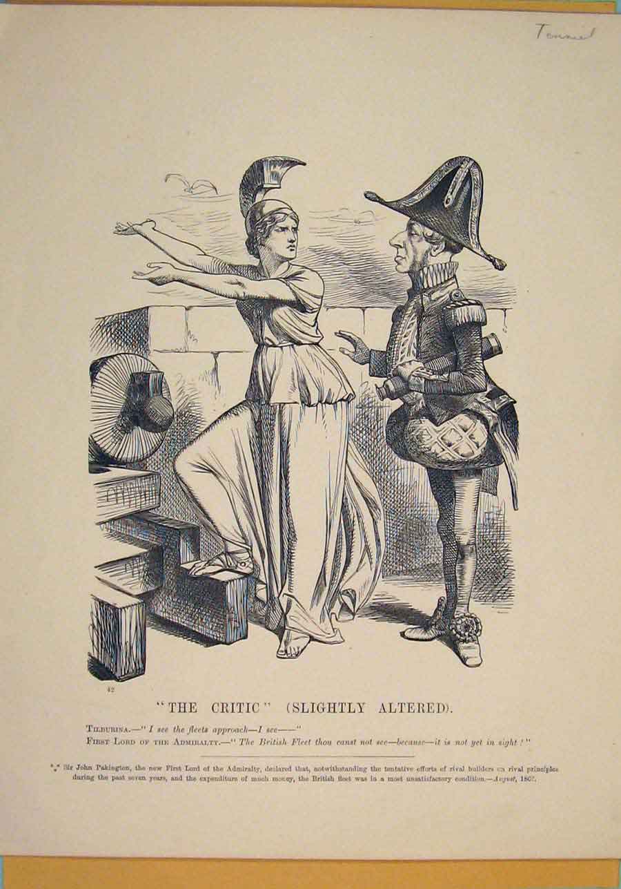 Original Old Antique Print Critic Slightly Altered C1866 Quote Packington 19th