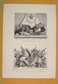 Original Old Antique Print Crowns Mitres Maces Receipt March Finchley Victorian