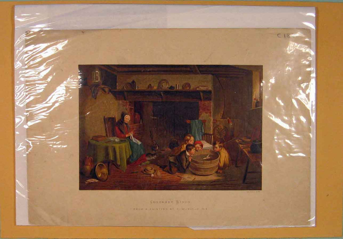 Original Old Antique Print C1880 Contrary Winds Color Fine Art 19th