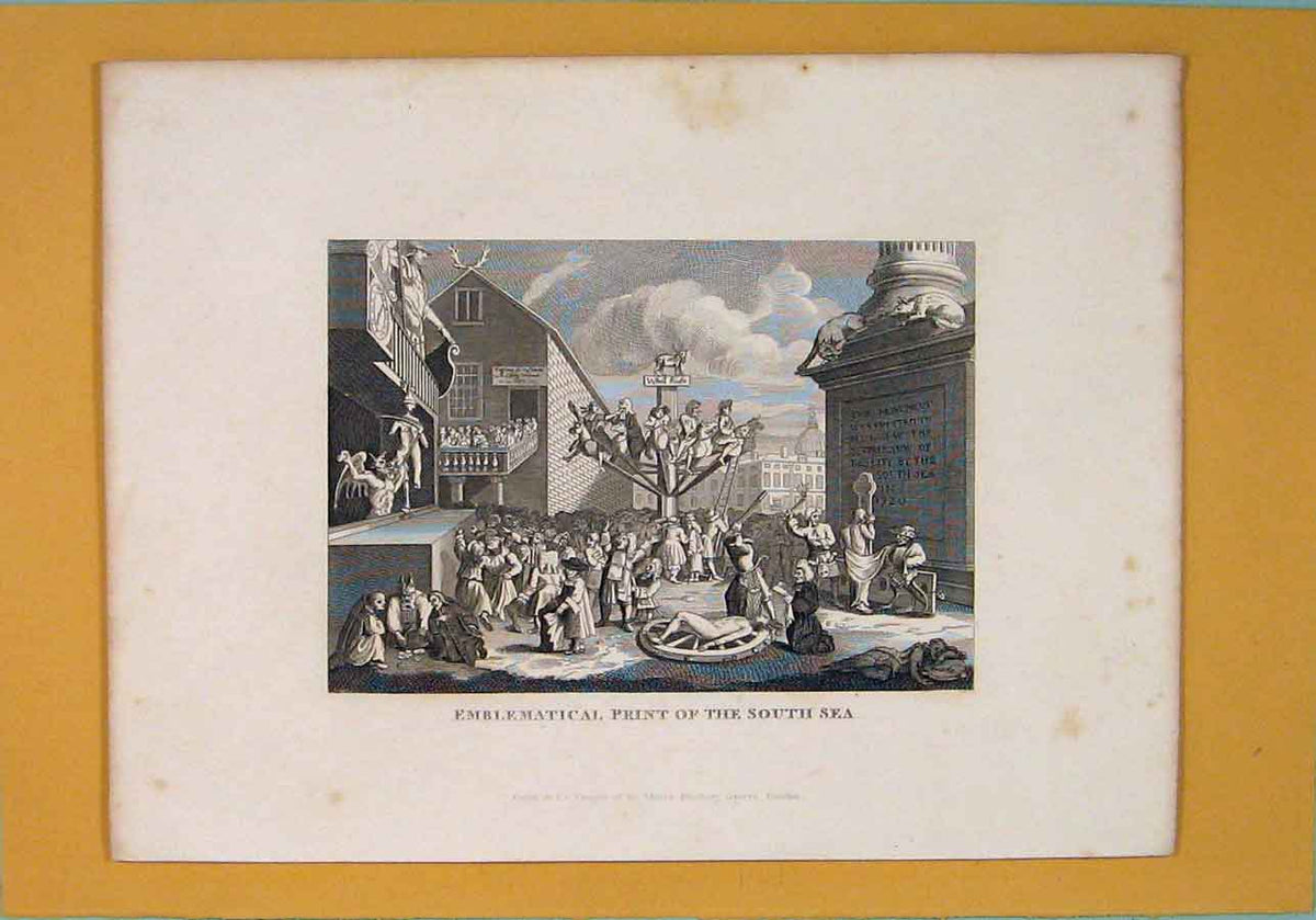 Original Old Antique Print C1835 Emblematical South Sea Fine Art 19th Century