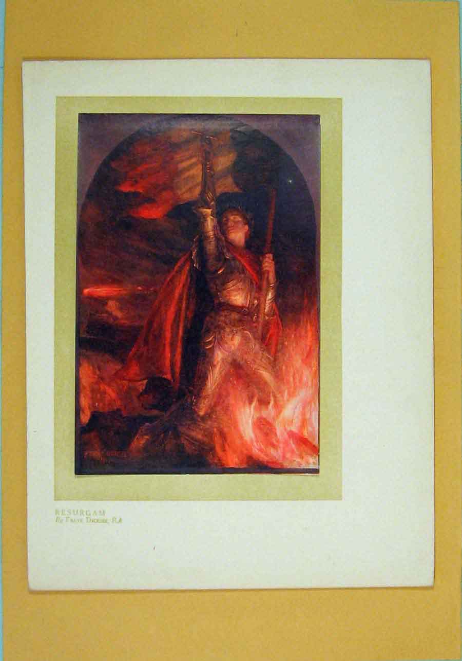 Original Old Antique Print Resurgam Color Fine Art Portrait