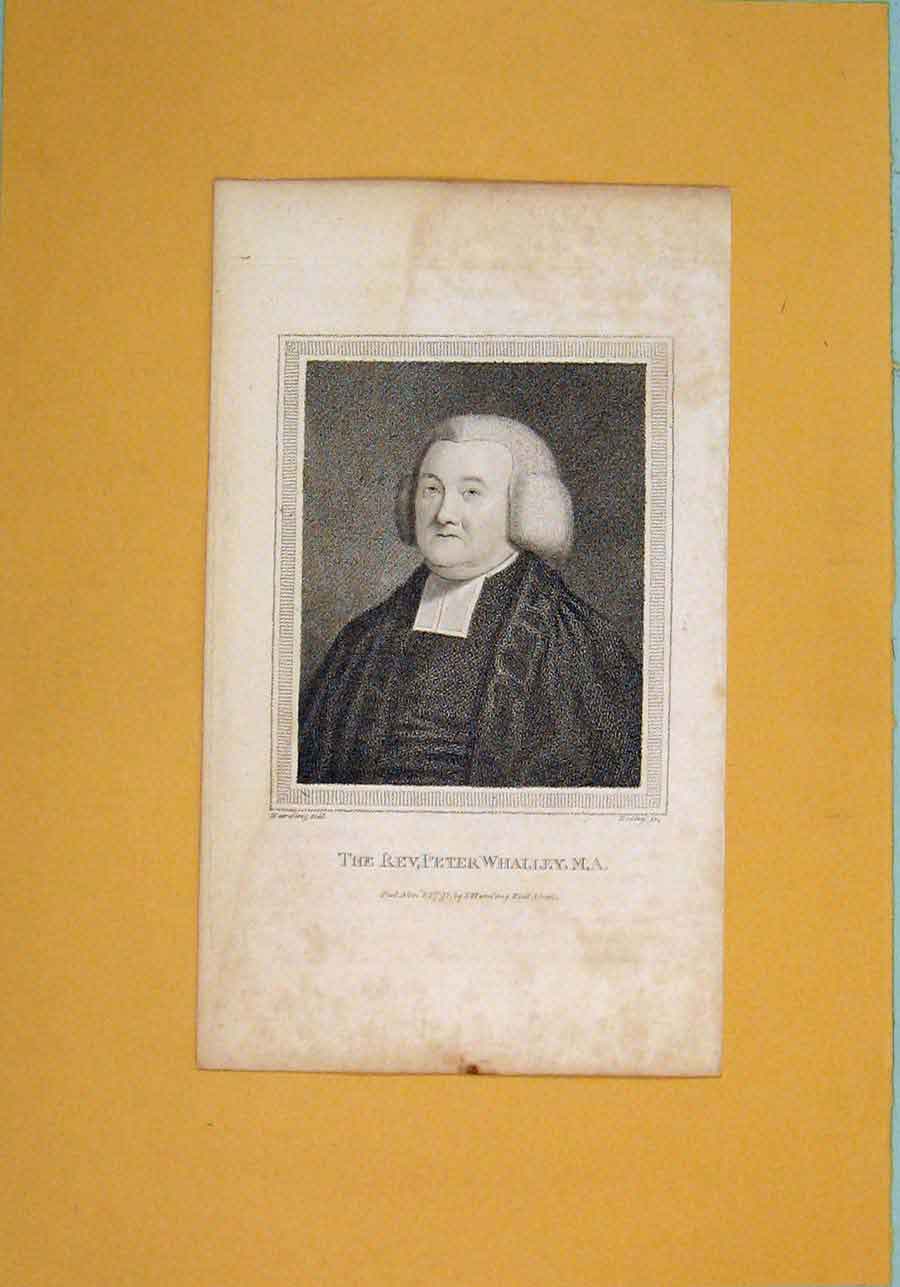 Original Old Antique Print Peter Whalley Fine Art Potrait C1792 18th Century