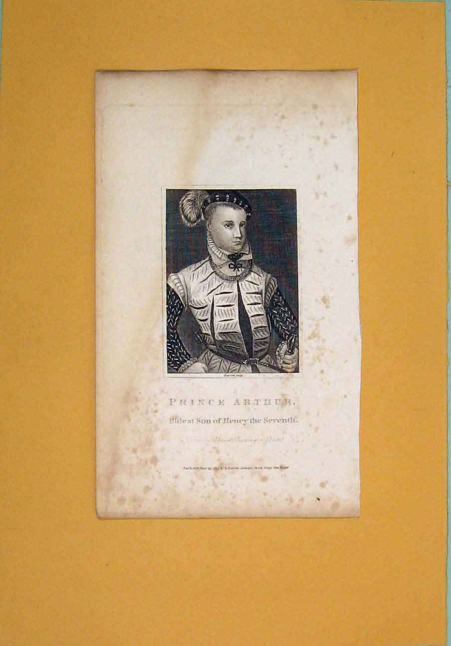 Original Old Antique Print Prince Arthur Henry Seventh Son Portrait C1792 18th