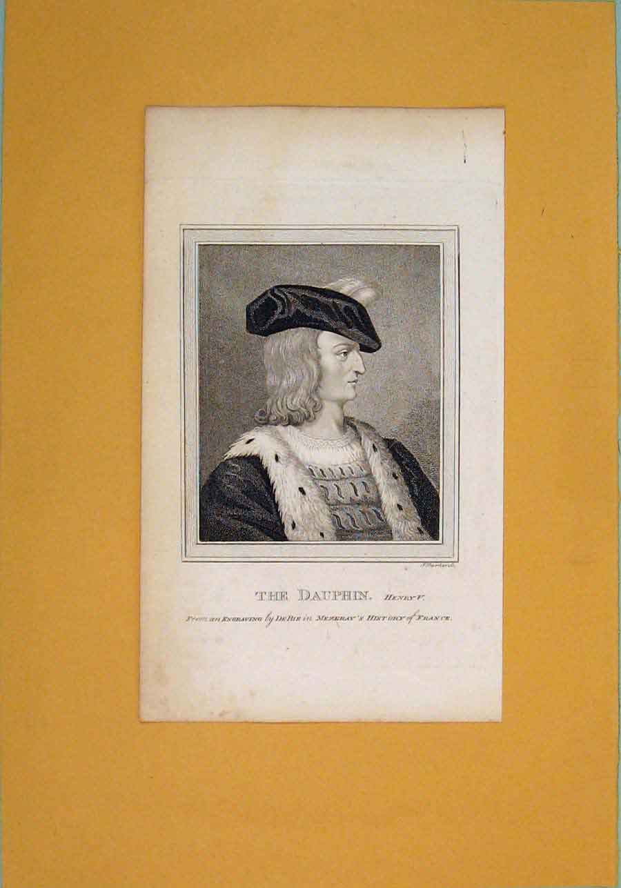 Original Old Antique Print Dauphin Shakspere Henry V Portrait C1792 18th Century