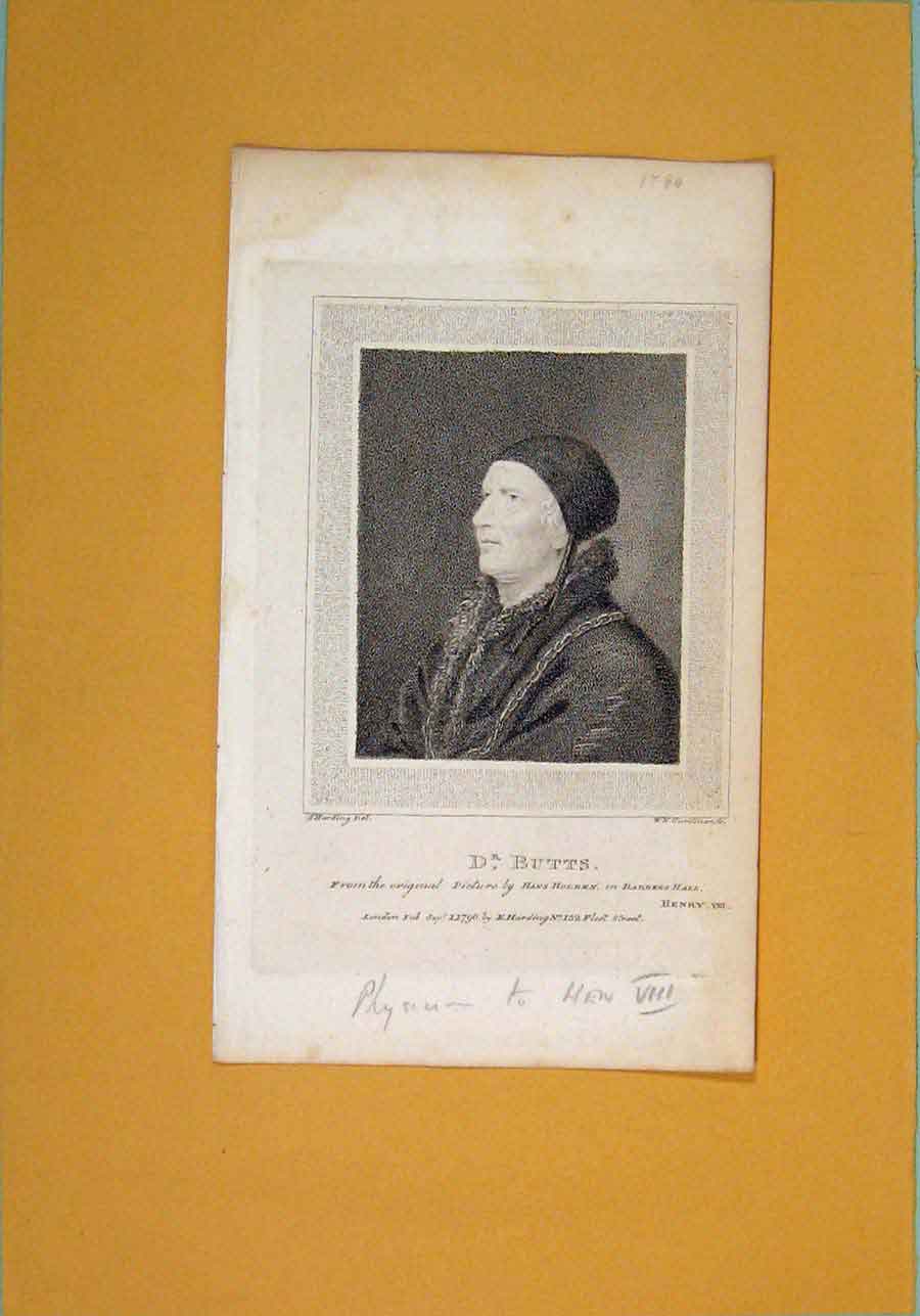 Original Old Antique Print Butts Shakespere Henry Vii Portrait C1792 18th