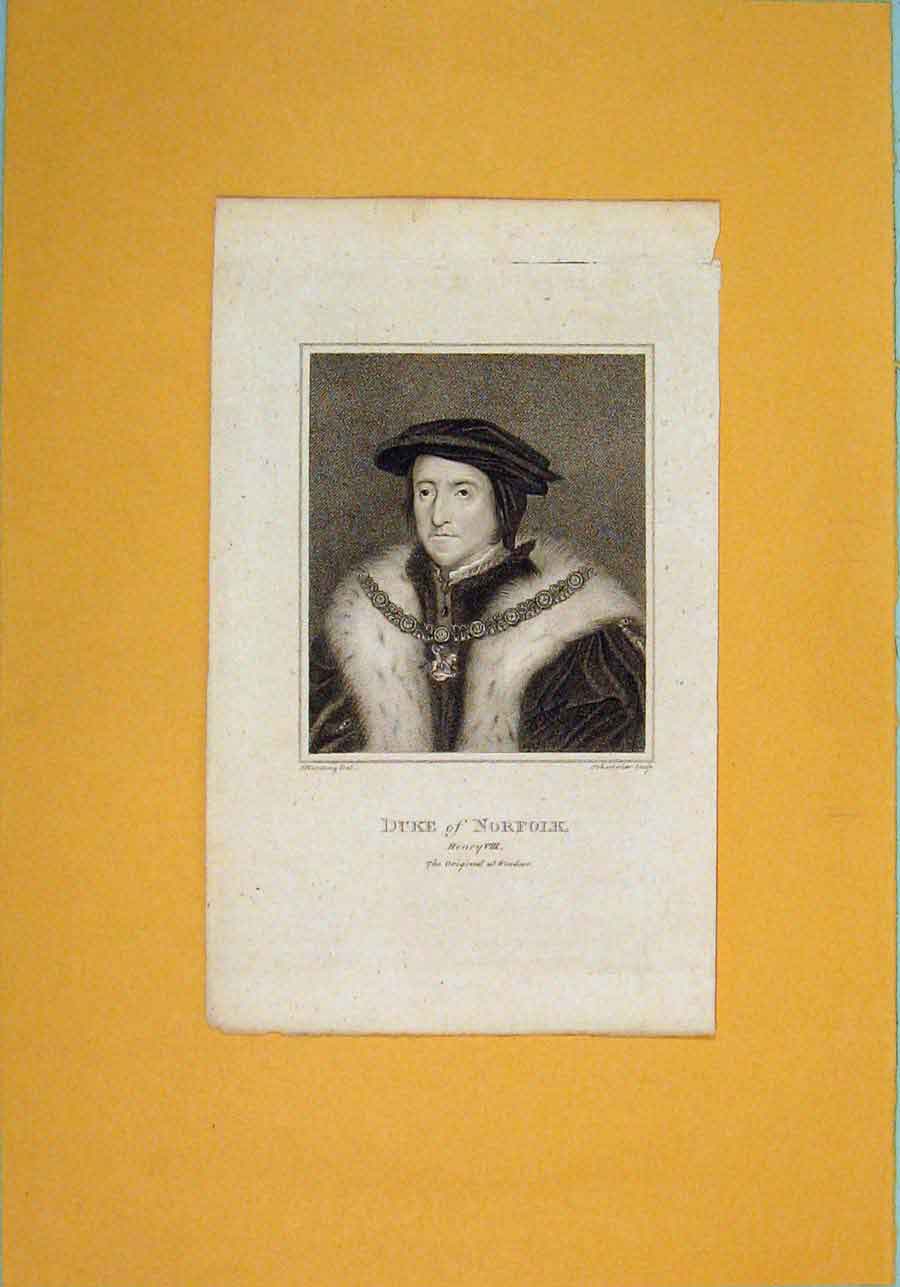 Original Old Antique Print Duke Norfolk Fine Art Potrait C1792 18th Century