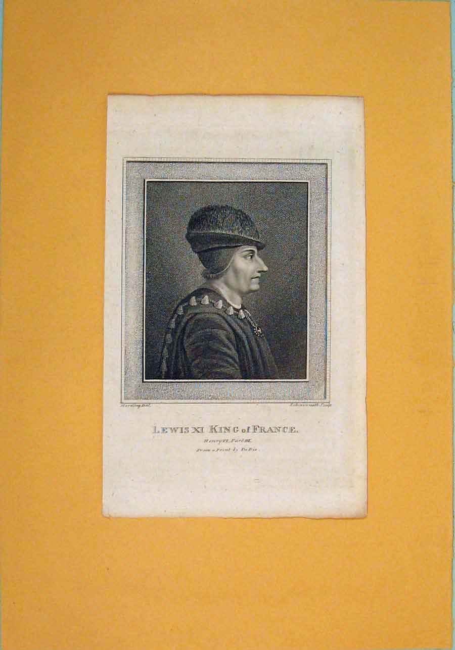 Original Old Antique Print Lewis Xi King France Shakespear Portrait