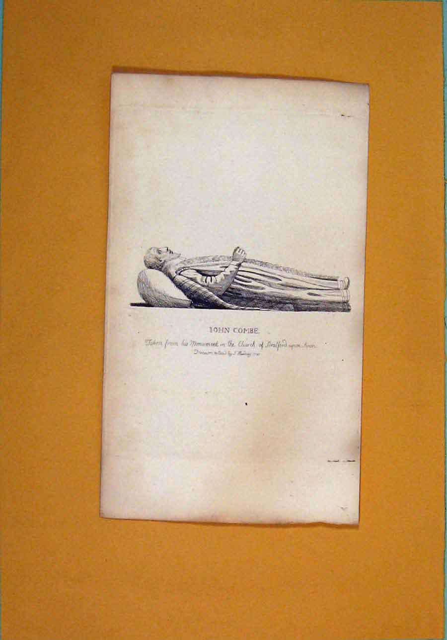 Original Old Antique Print Iohn Combe Fine Art Potrait C1792 18th Century