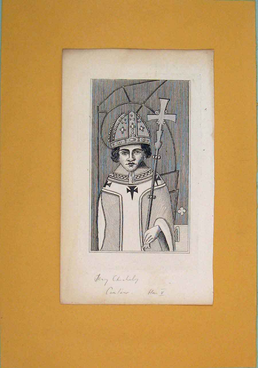 Original Old Antique Print Henry Chechely Fine Art Potrait C1792 18th Century