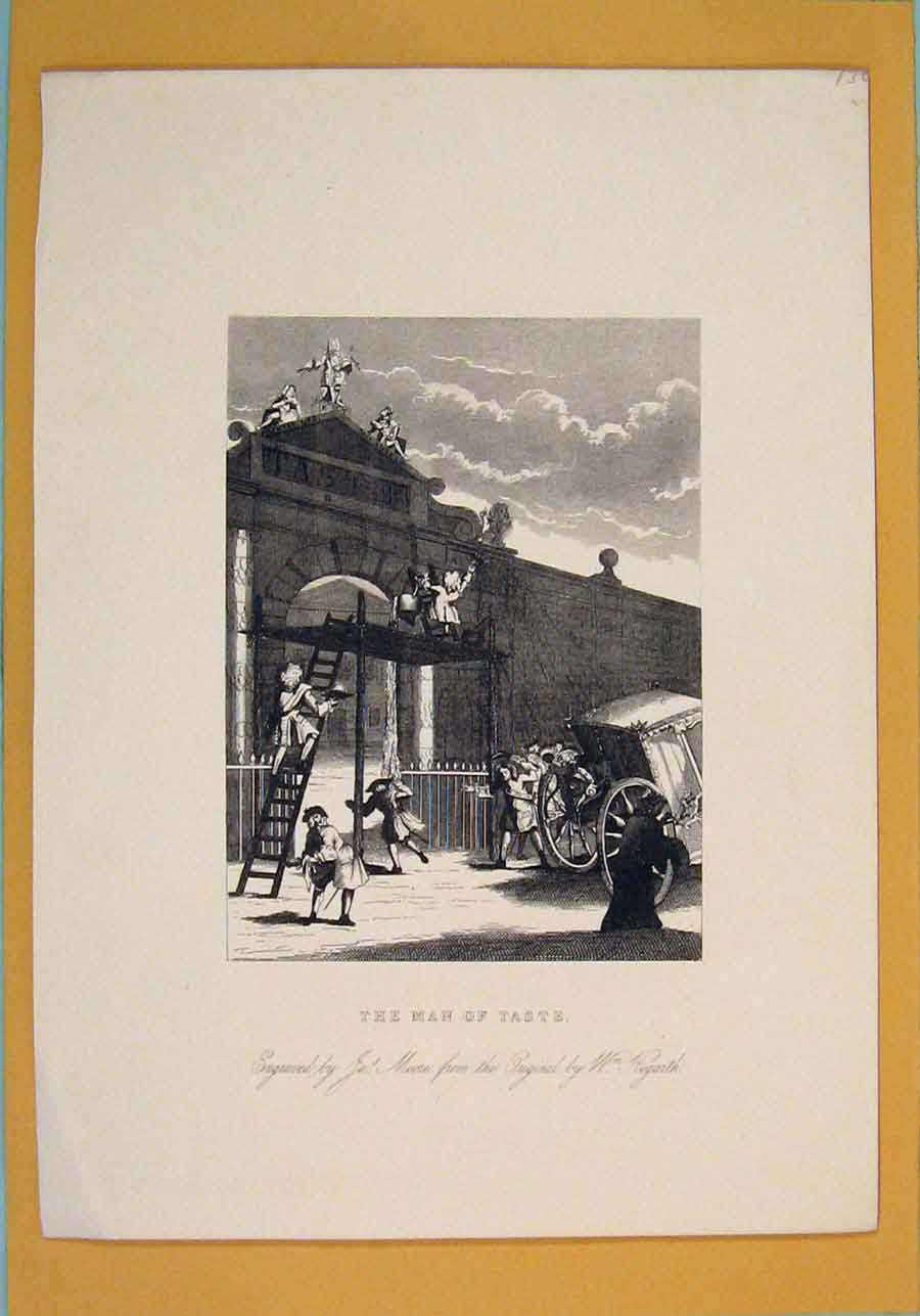 Original Old Antique Print Taste Hogarth Wall Paint Painting Artist Murel 20th