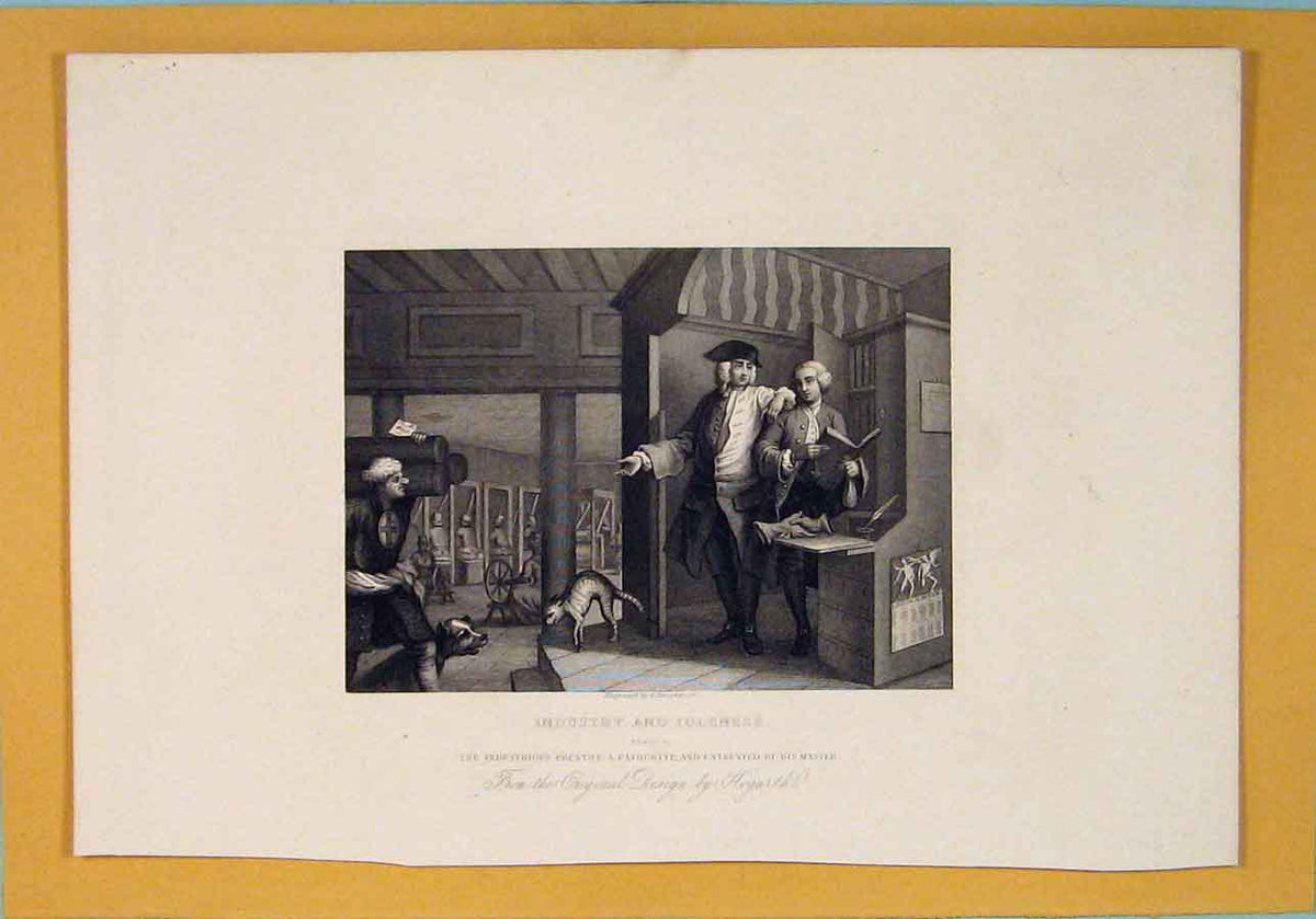 Original Old Antique Print Industry Industrial Prentice Hogarth 1835 19th