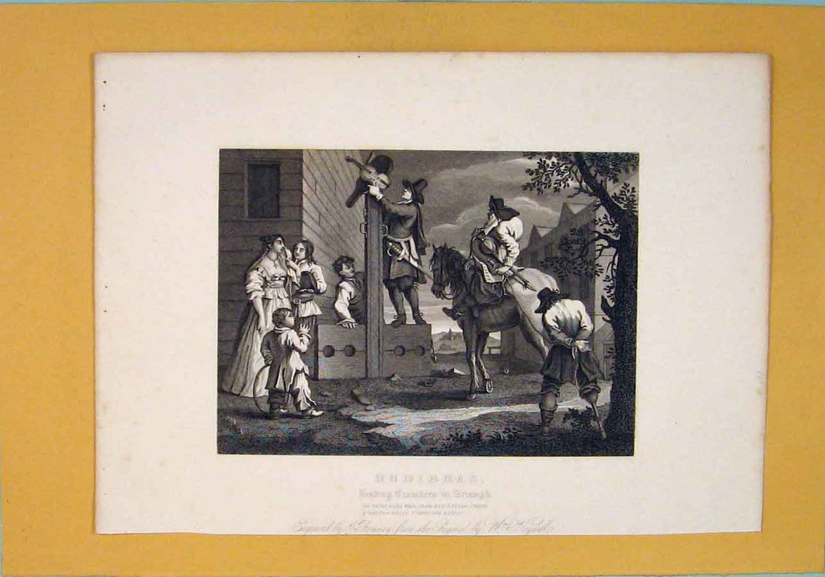Original Old Antique Print Hudibras Bastile Fine Art C1835 19th Century