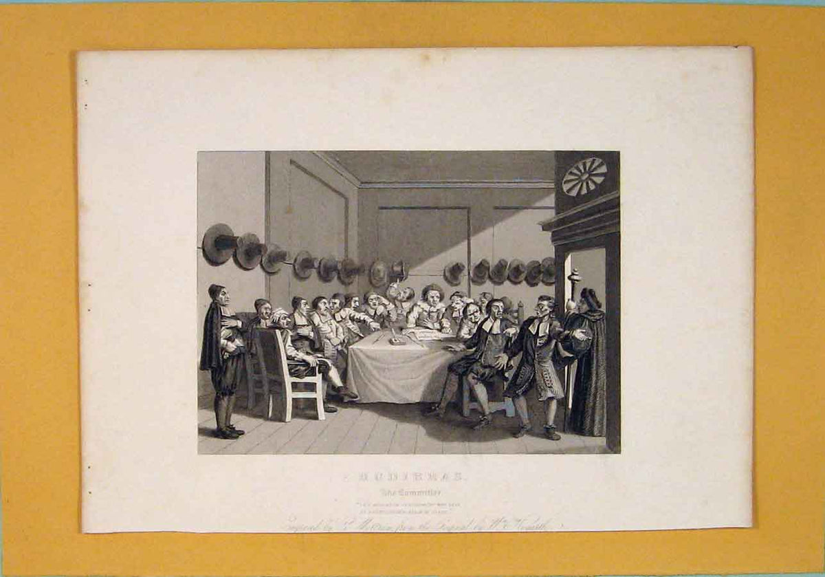 Original Old Antique Print Hudibras Committee Fine Art C1835 19th Century