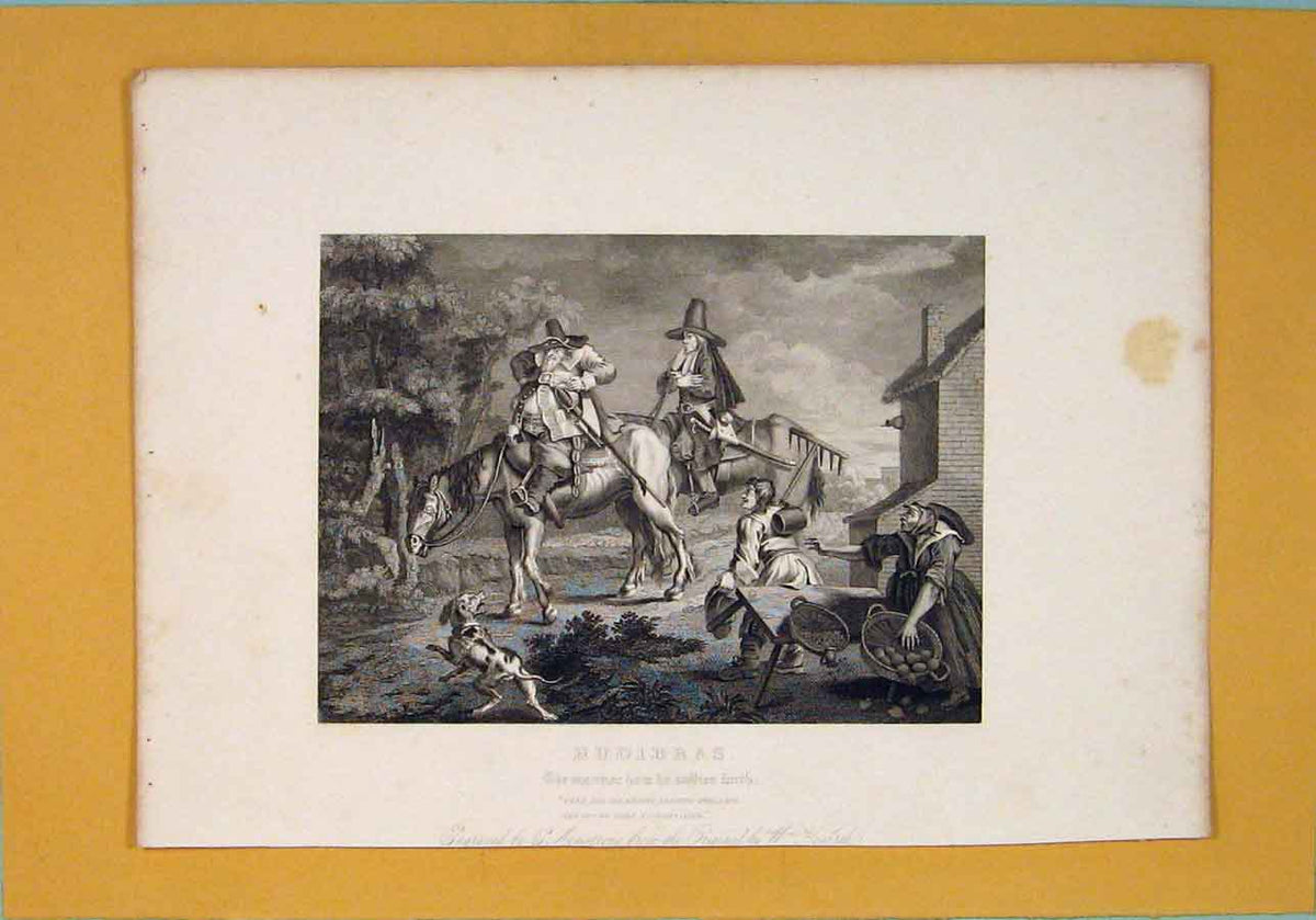 Original Old Antique Print Hudibras Knight England Fine Art C1835 19th Century