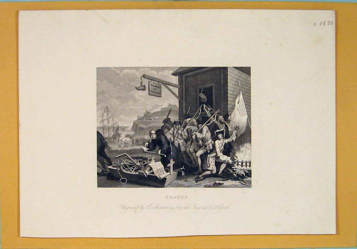 Original Old Antique Print France Battle Rebels Fine Art C1830 19th Century