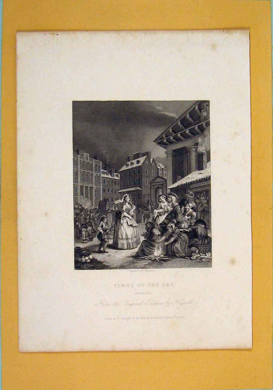 Original Old Antique Print Time Day Morning Dawn Fine Art C1835 19th Century