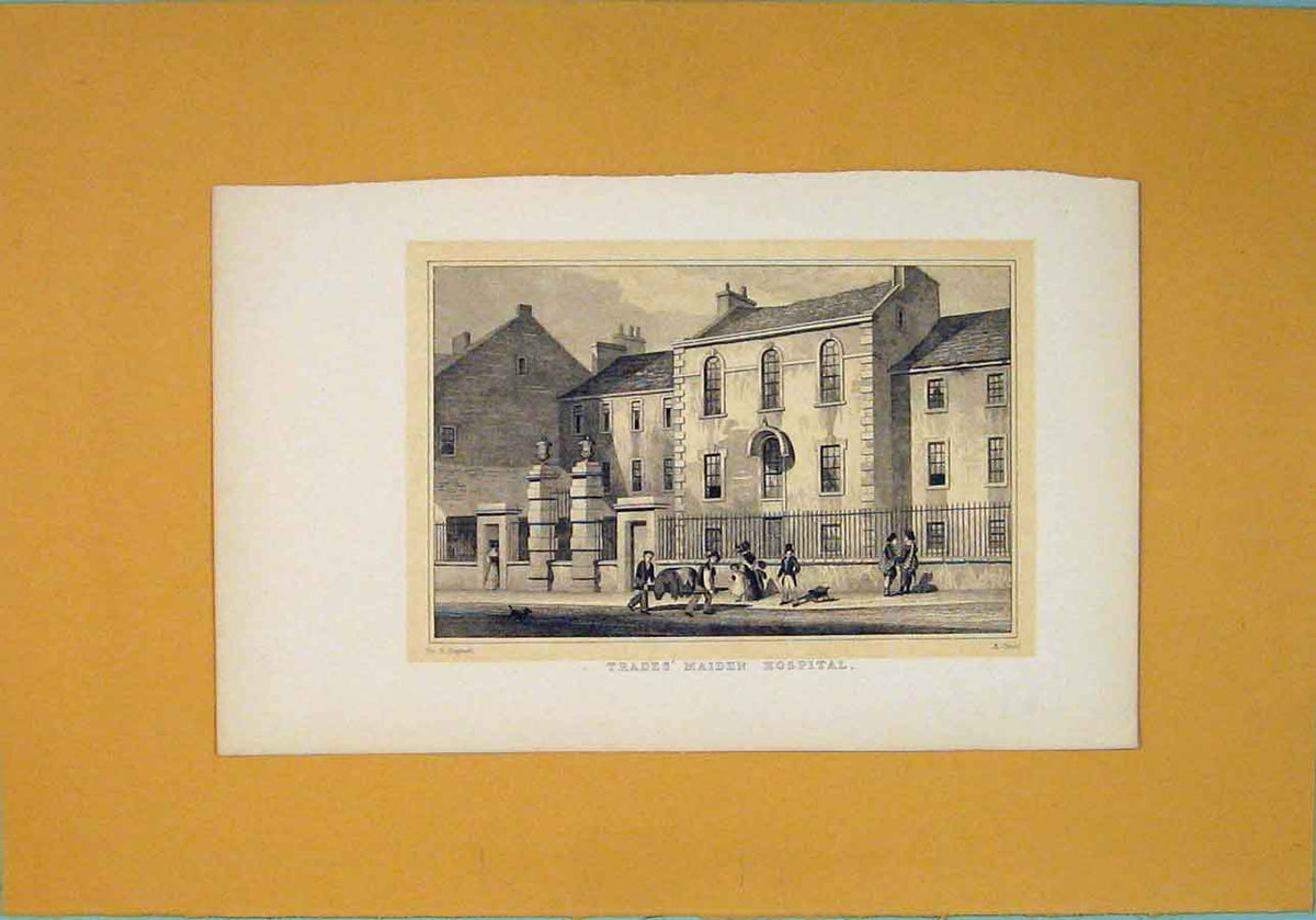 Original Old Antique Print Trades Maiden Hospital Fine Art