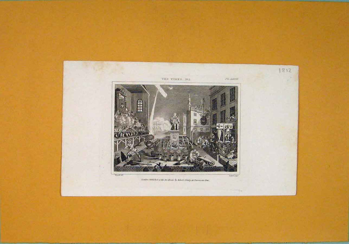 Original Old Antique Print C1812 Times Fine Art City Town 19th