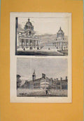 Original Old Antique Print Ticket London Hosiptal Directions Men