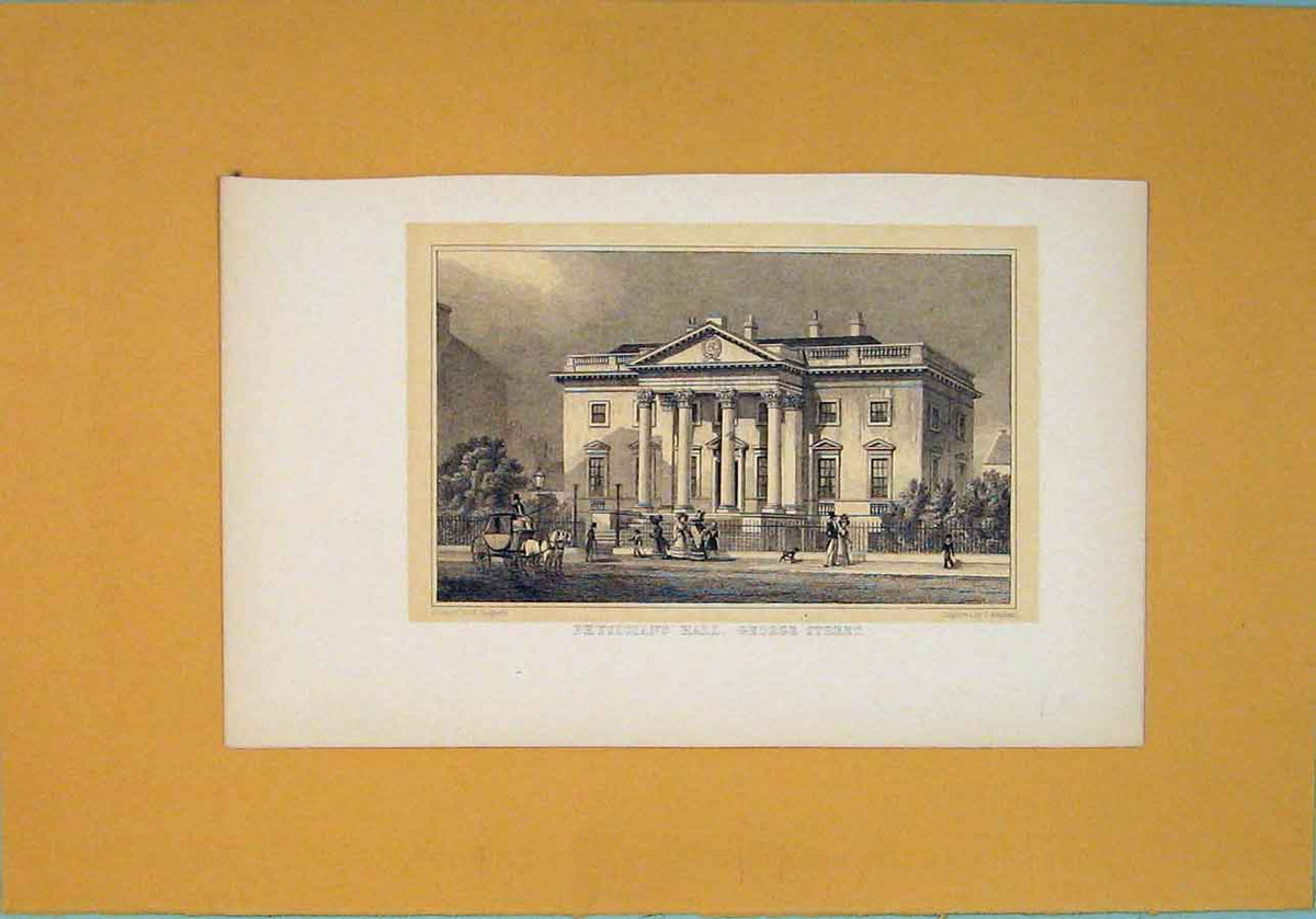 Original Old Antique Print Physicians Hall George Street Fine Art