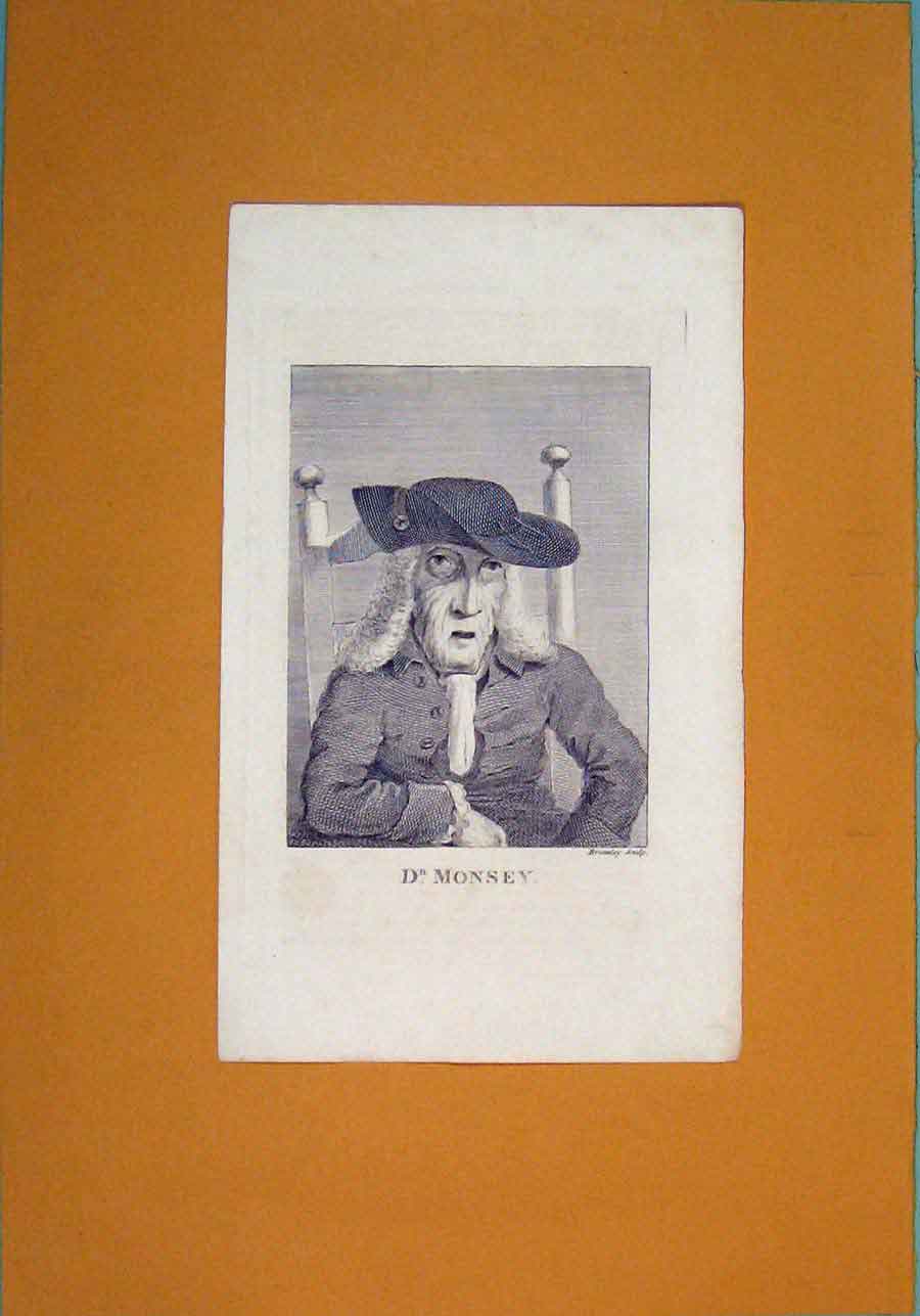 Original Old Antique Print Dr Monsey Portrait Fine Art C1879 19th