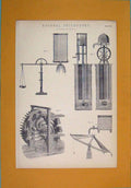 Original Old Antique Print Hydrodynamics Natural Philosophy Machinary