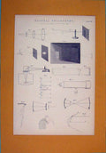 Original Old Antique Print Light Relection Natural Philosophy Telescope