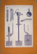 Original Old Antique Print Pneumatics Natural Philodophy Machinary