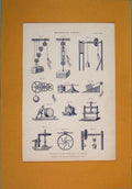 Original Old Antique Print C1868 Mechanical Powers Machinary 19th