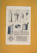 Original Old Antique Print Chemistry Science Diagram Experiment
