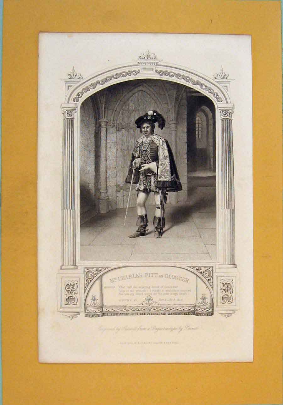 Original Old Antique Print Portrait Charles Pitt Gloster Henry Vi Paine
