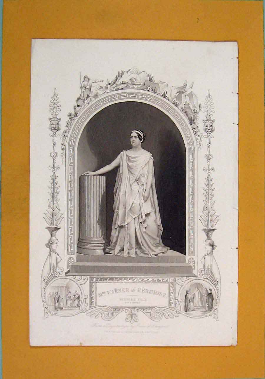 Original Old Antique Print Warner Hermione Winters Tale ActScene