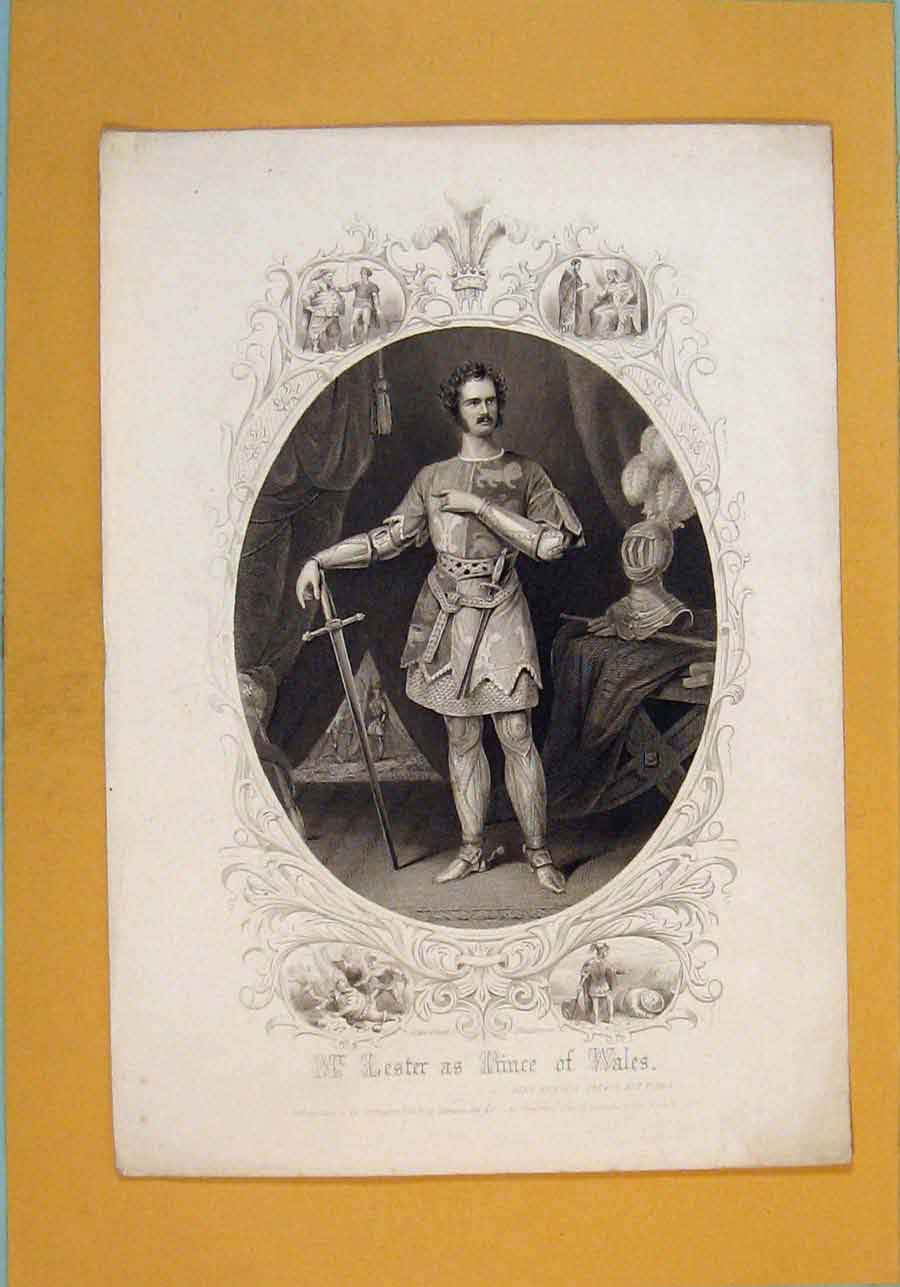 Original Old Antique Print Portrait Lester Prince Wales Henry Iv