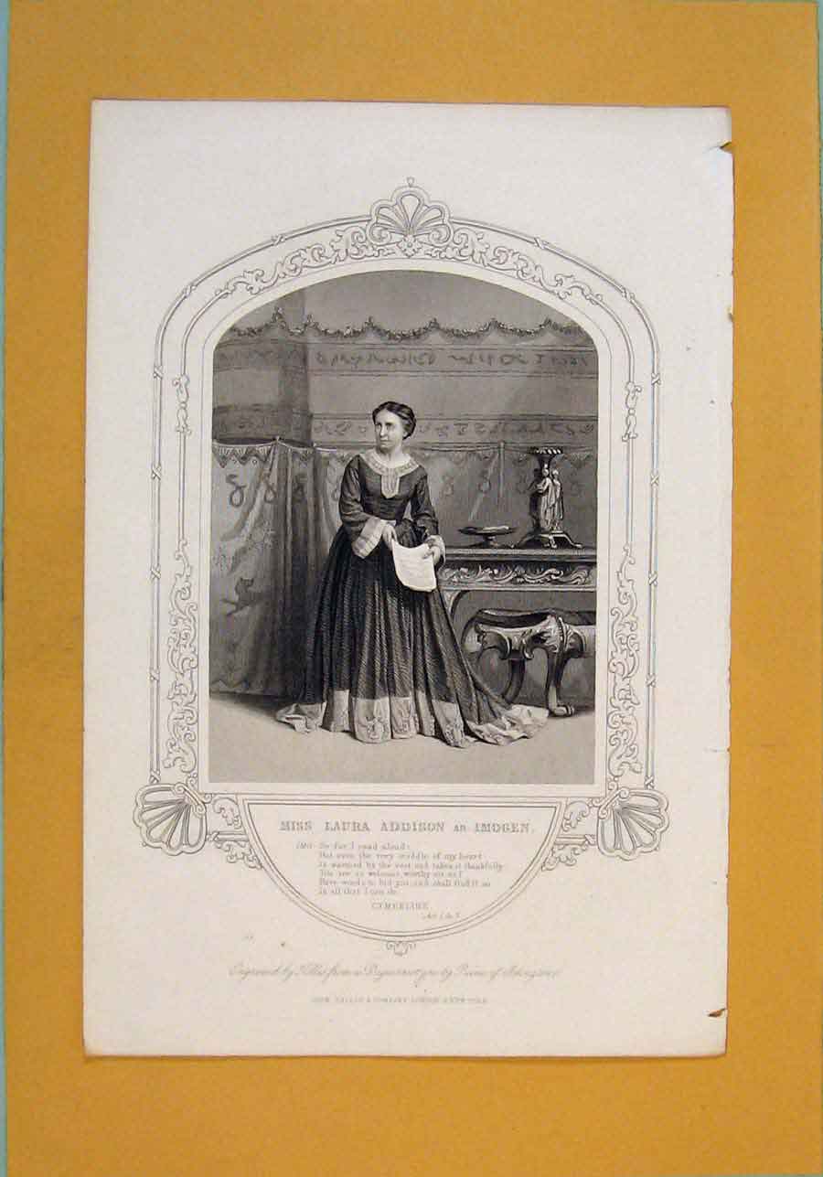 Original Old Antique Print Portrait Cymbeline Imogen Addison ActSc