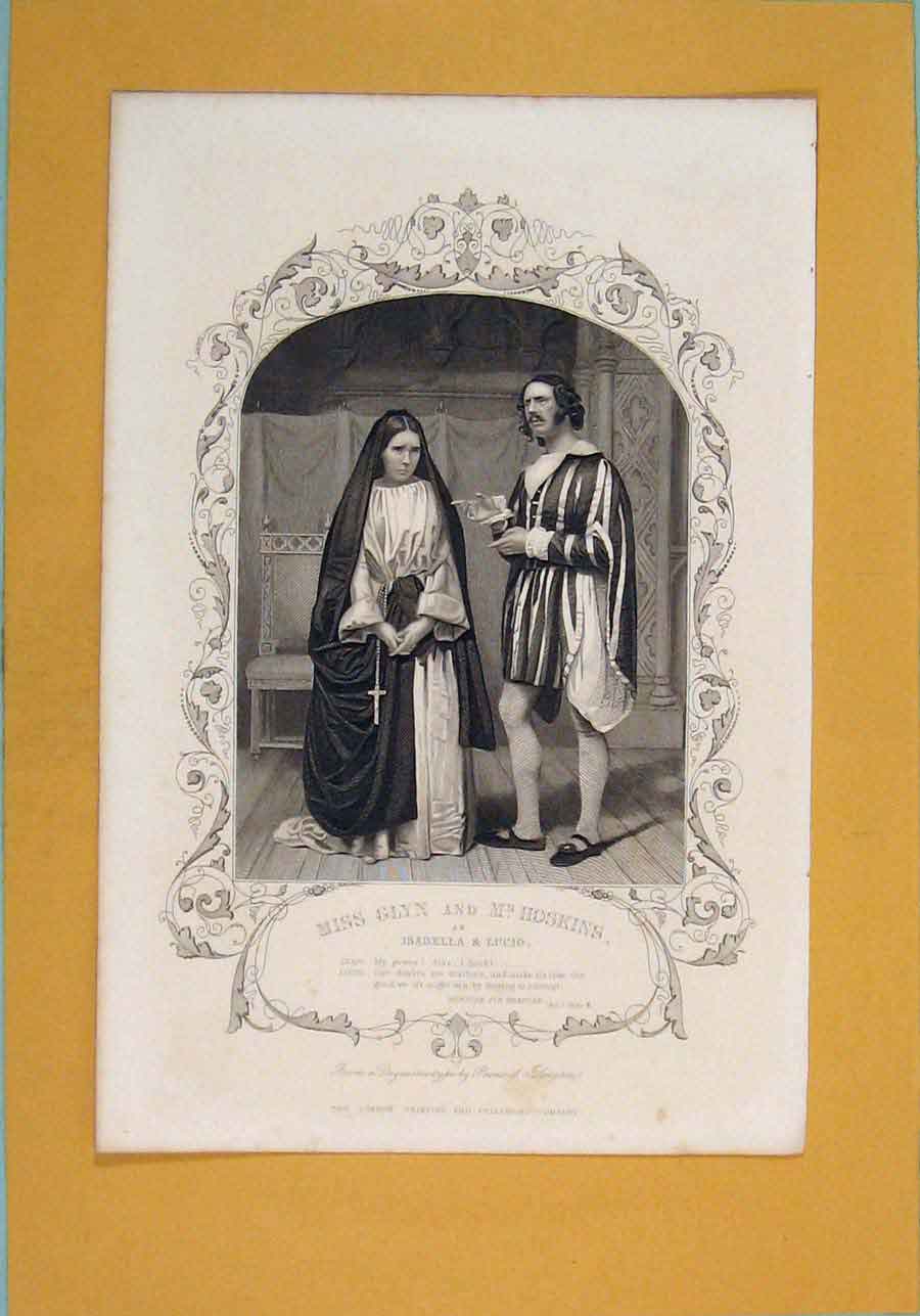 Original Old Antique Print Play Measure Isabella Lucio Glyn Hoskins ActSc
