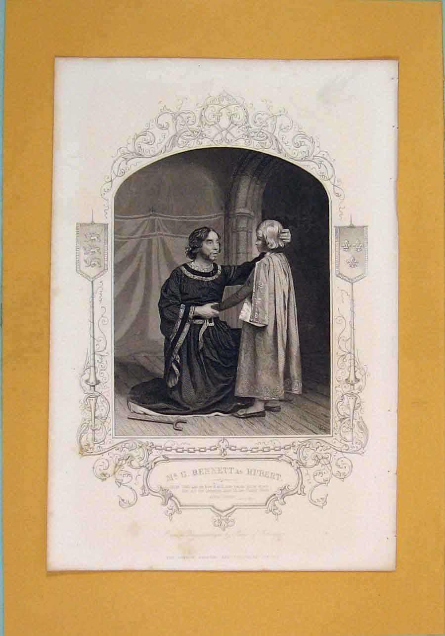 Original Old Antique Print Play King John Bennett Hubert ActSc