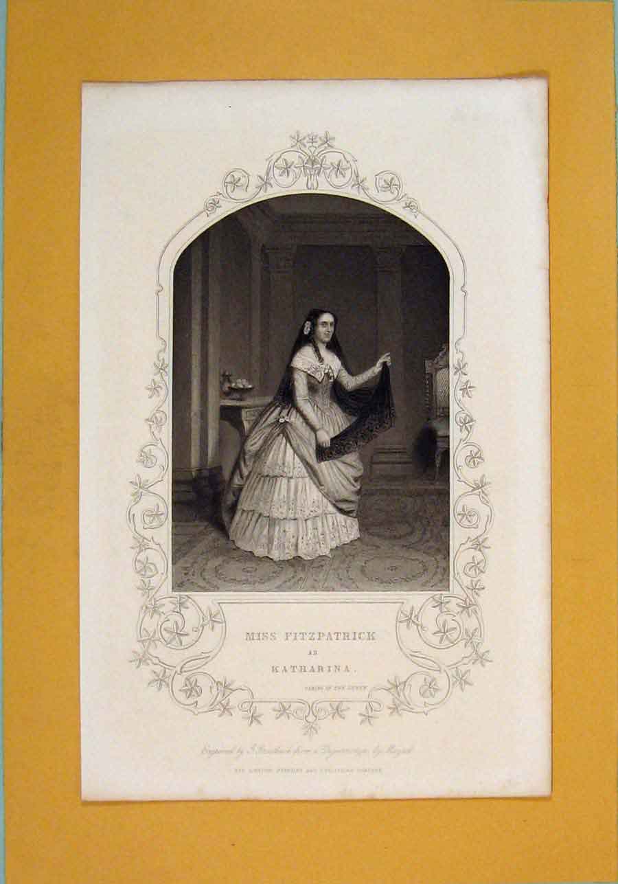 Original Old Antique Print Play Taming Shrew Fitzpatrick Katharina Mayall
