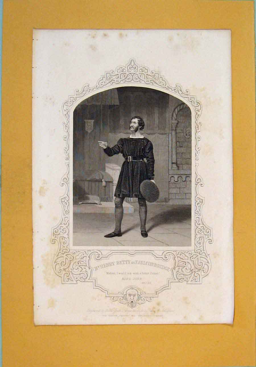 Original Old Antique Print Play Betty Faulconbridge ActScKing John