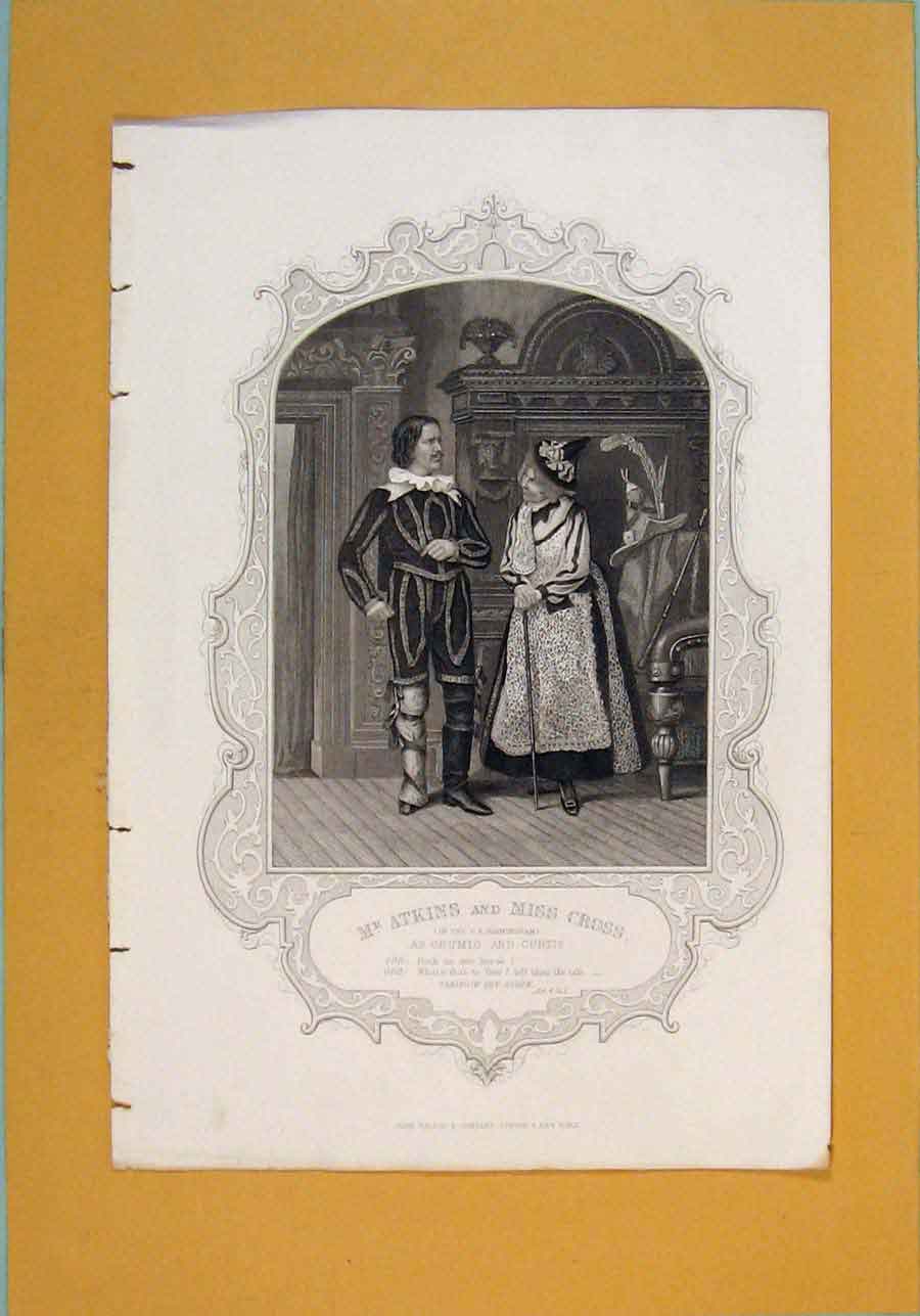 Old Antique Print Play Taming Shrew Atkins Cross Grumio Curtis ActSc