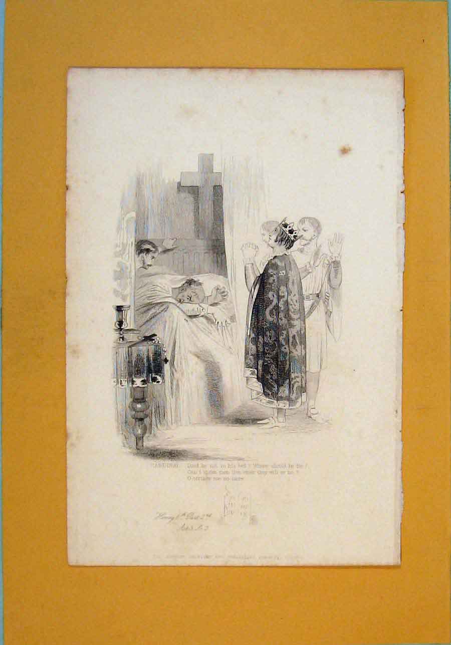 Original Old Antique Print Play Henry Vi Cardinal ActScPartDie
