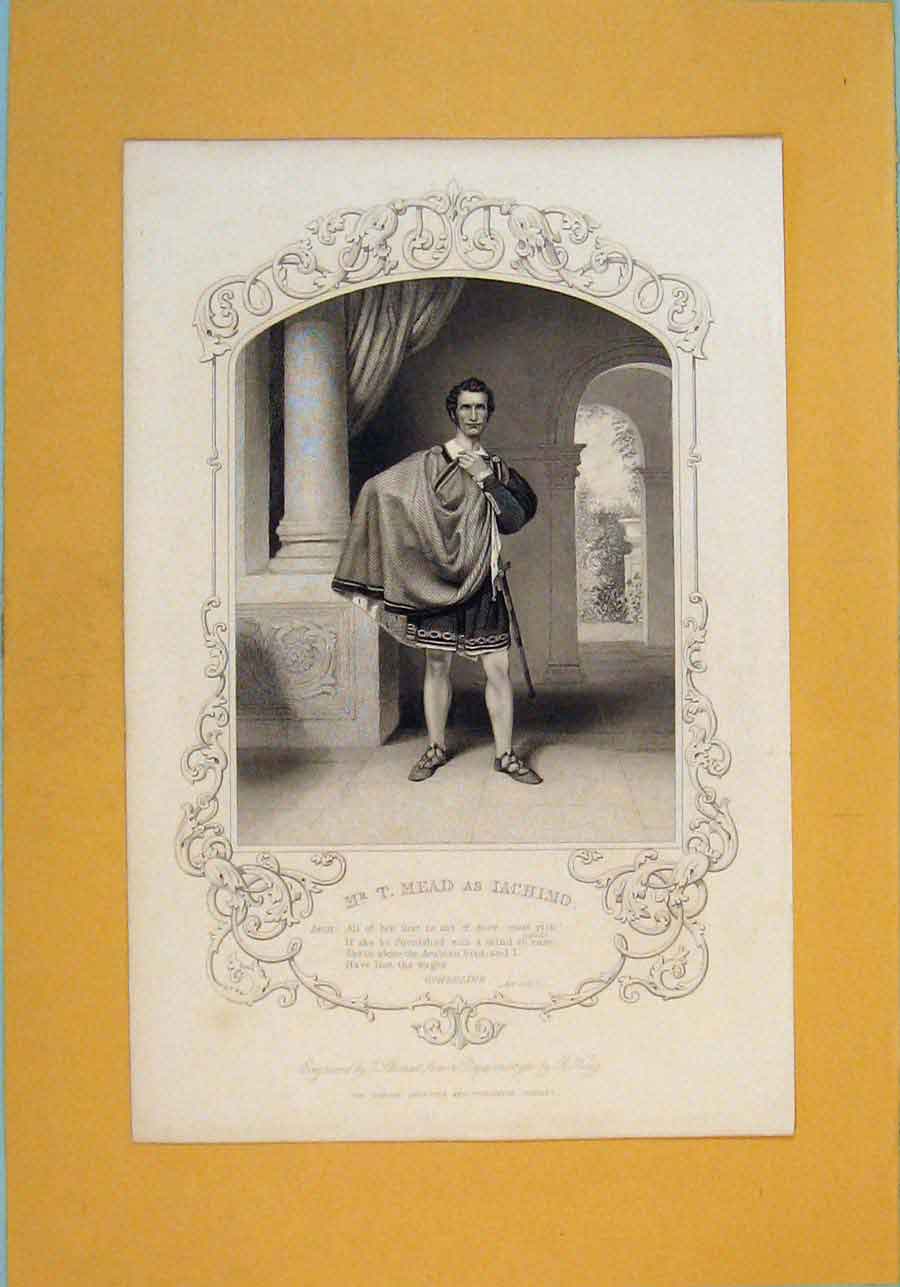 Original Old Antique Print Play Cymbeline ActScMead Iachimo Hogg C1875