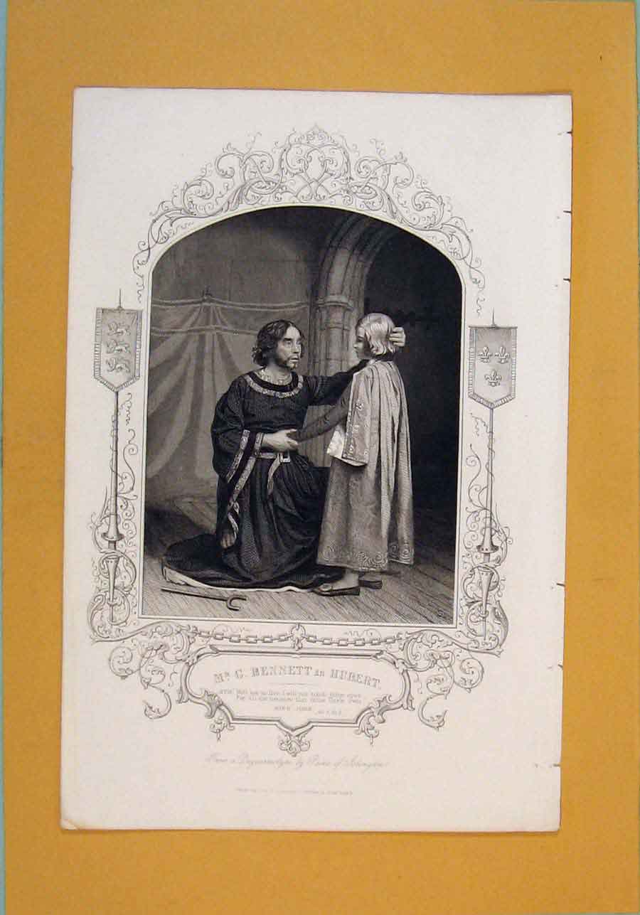 Original Old Antique Print Play King John ActScBennett Hubert Paine