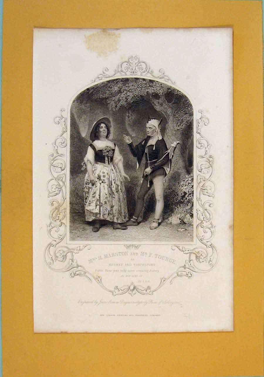 Old Antique Print Play As Yopu Like It Audrey Touchstone ActScYoung