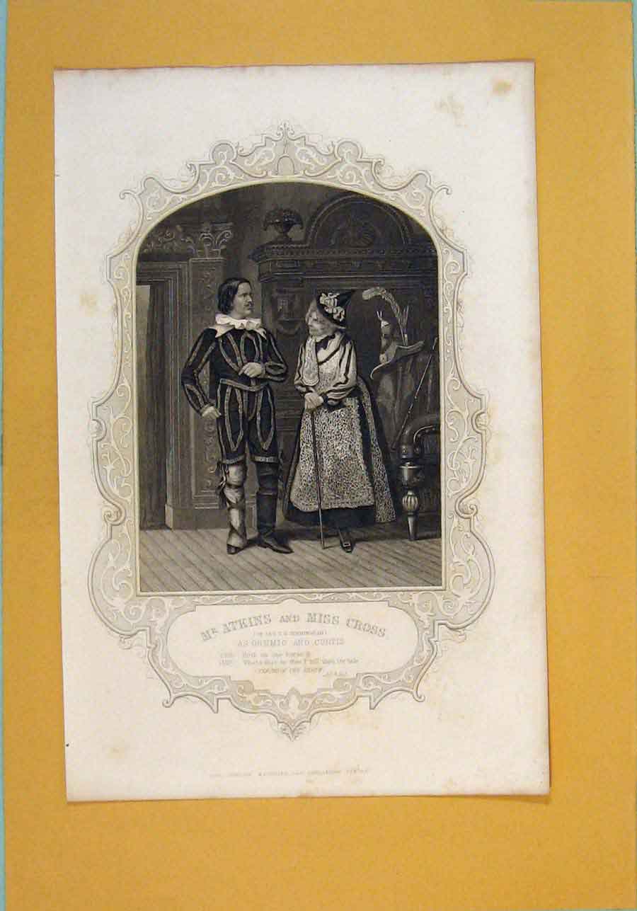 Old Antique Print Play Taming Shrew Grumio Curtis Astkins Cross ActS1