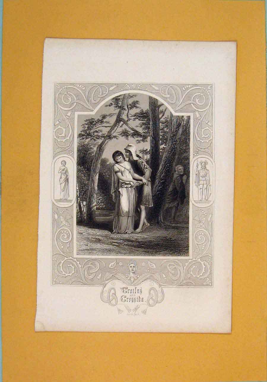 Original Old Antique Print Play Croilns Crrssida ActScWoods