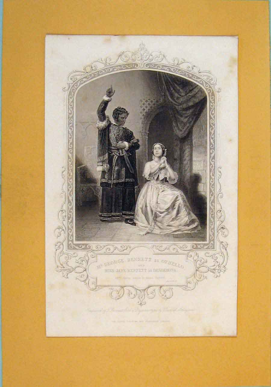 Original Old Antique Print Play Cleopatra Antony Mercy Whip Fellows Whine Aloud
